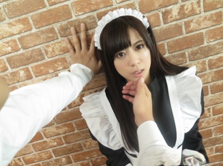 Japanese maid Kurumi Chino has her trimmed pussy fingered by an unseen man 56884160